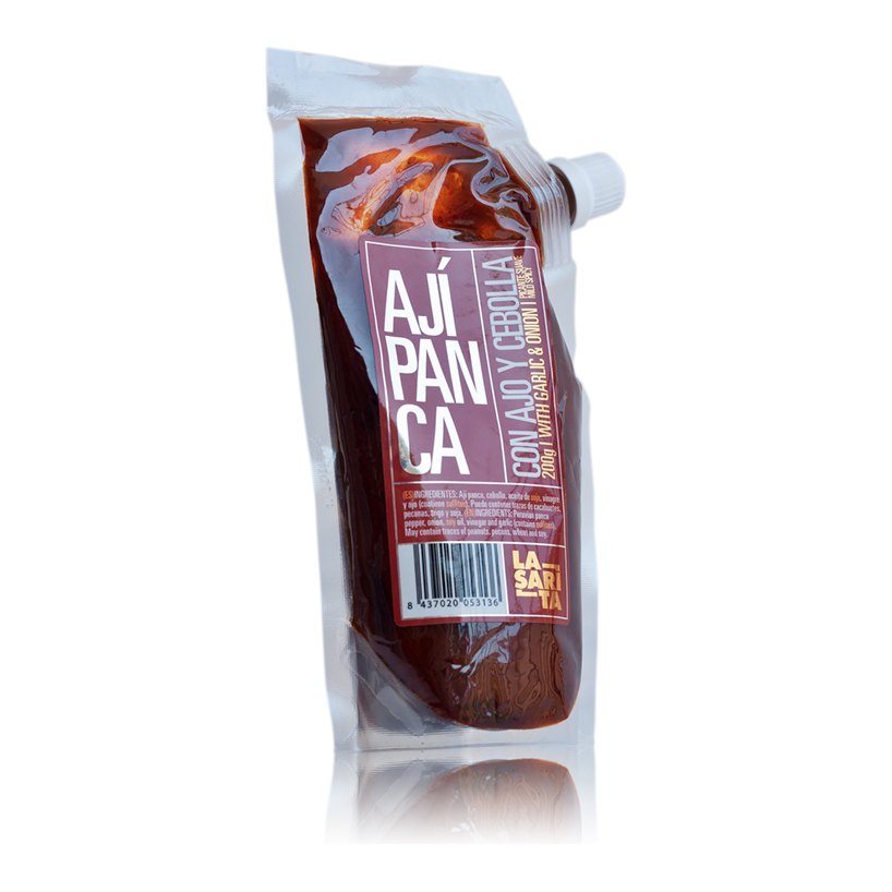 Pasta de ají panca con ajo y cebolla La Sarita, doypack de 200 g