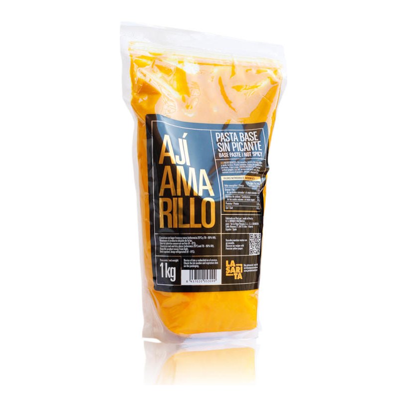 Pasta base de ají amarillo sin picante La Sarita, doypack de 1 kg